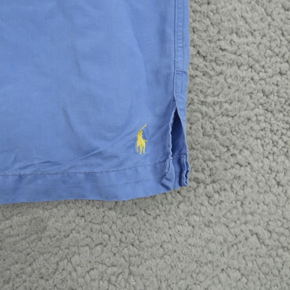 VTG Polo Ralph Lauren Shirt Men 4XLT Silk Linen Loop Camp Collar Yellow Pony 4XL
